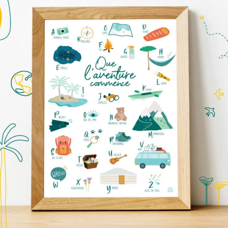 Affiche Abécédaire de l'aventurier - Papier Curieux