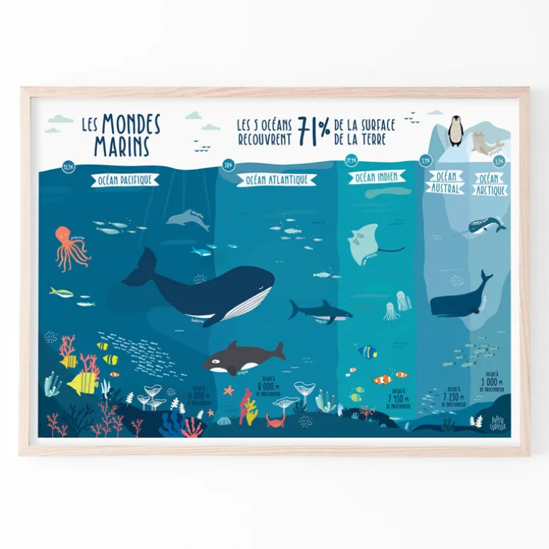 Affiche Le monde marin de Papier Curieux