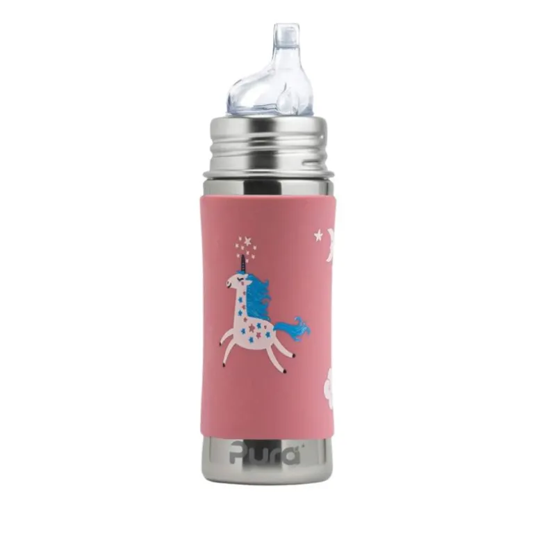 Biberon inox à bec évolutif - 325 ml - Pura - Licorne