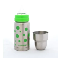Biberon Inox Isotherme Organic Kidz 220mL goulot large - Vert