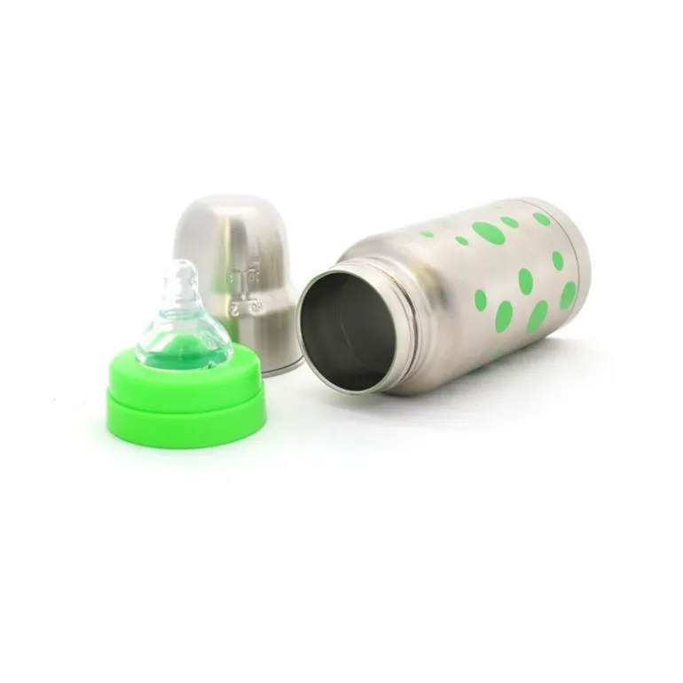 Biberon Inox Isotherme Organic Kidz 220mL goulot large - Vert