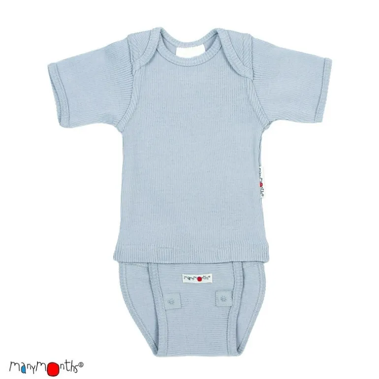 Body en laine - Manches courtes - évolutif de Manymonths - Gris