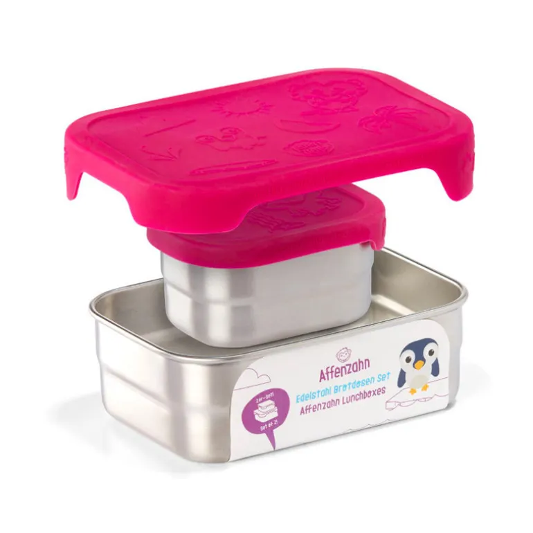 Boîte goûter inox Affenzahn - Chouette rose