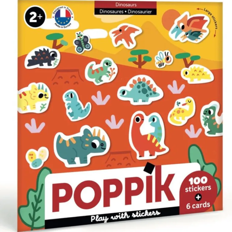 6 cartes + 100 stickers Baby - Poppik - Dinosaures