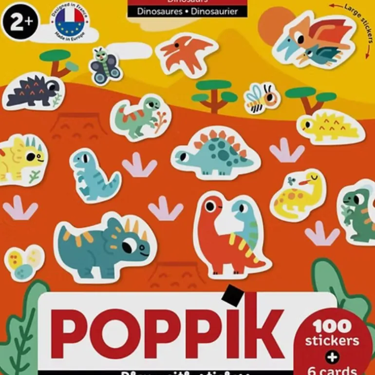 6 cartes + 100 stickers Baby - Poppik - Dinosaures
