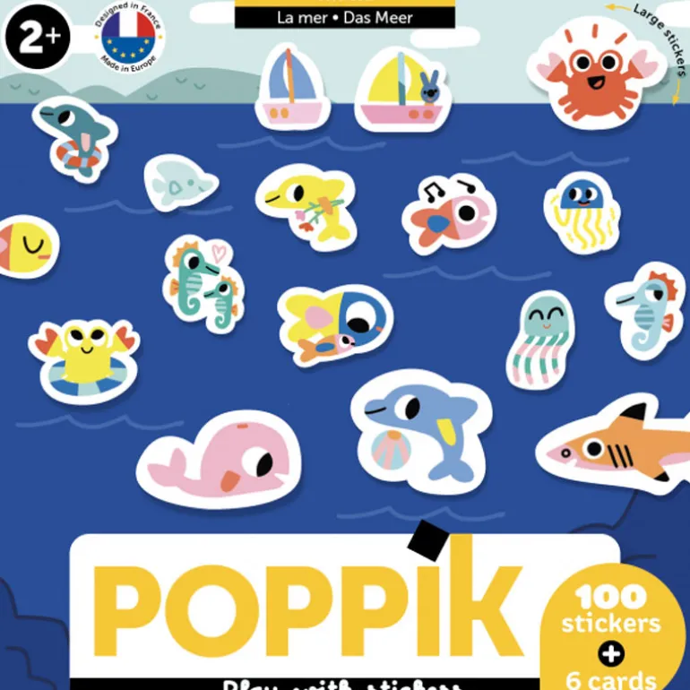 6 cartes + 100 stickers Baby - Poppik - Sea