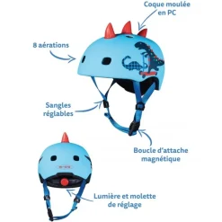 Casque bol enfant Micro - 4-12ans (52 - 56 cm ) - Dino 3D