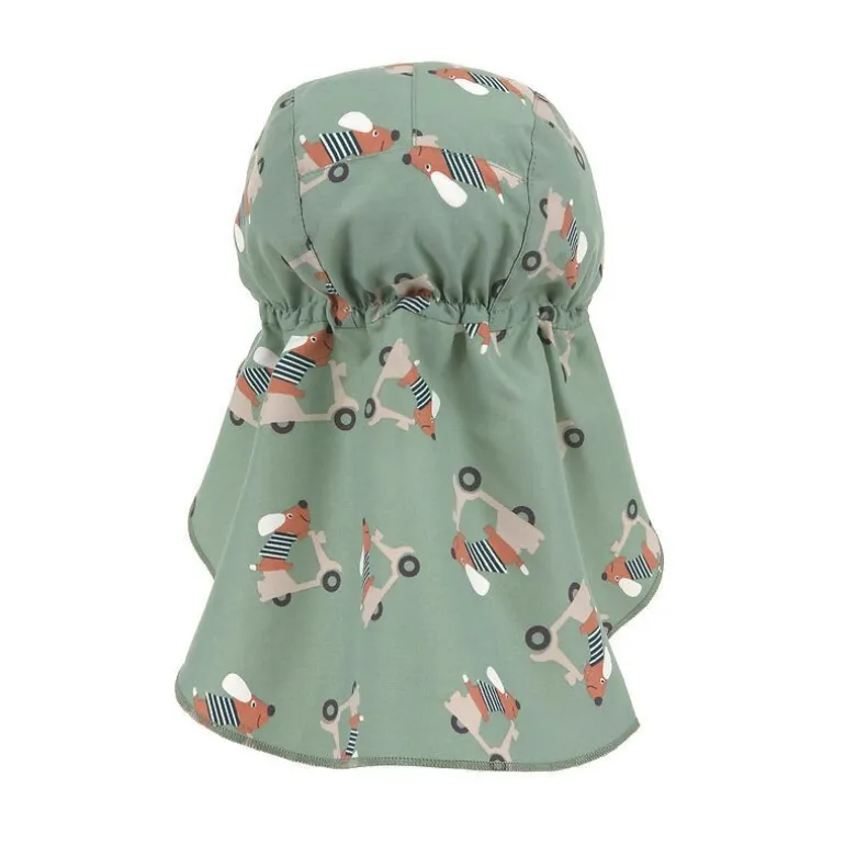 Casquette protége nuque anti-uv bébé - Lassig - Scooter/chien vert