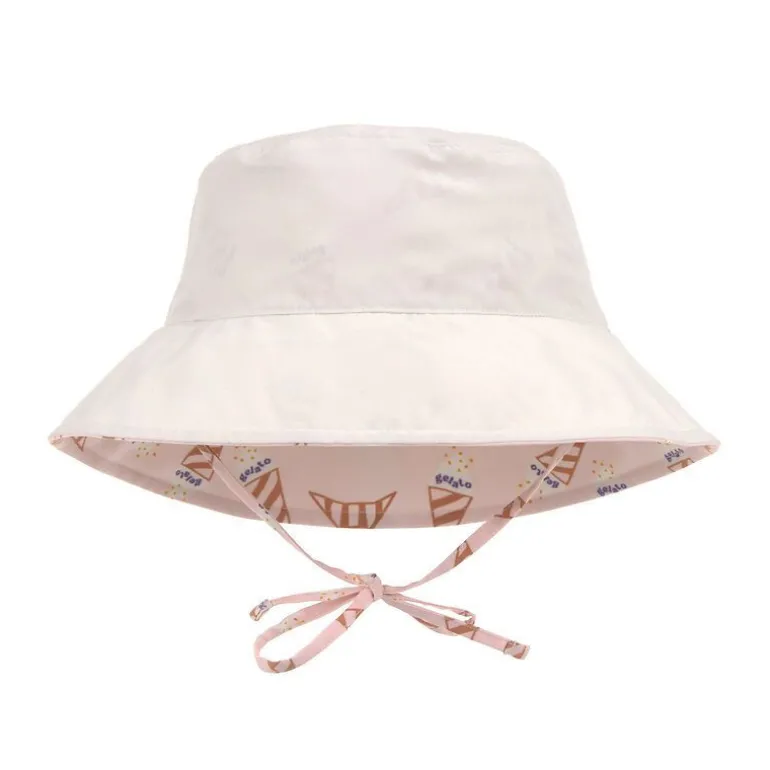 Chapeau anti-UV bébé réversible - Lassig - Ice Cream rose pâle