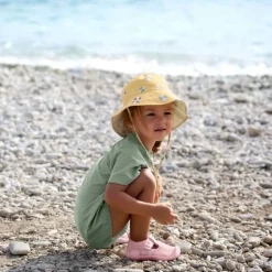 Chapeau anti-UV bébé réversible - Lassig - Bouée jaune pâle
