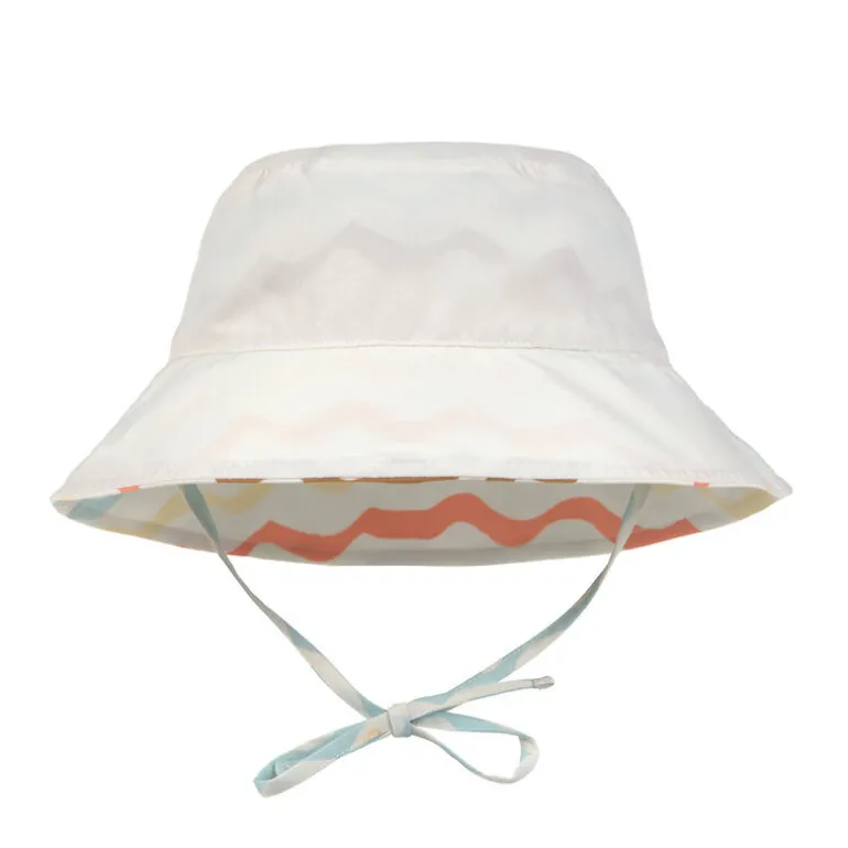 Chapeau anti-UV bébé réversible - Lassig - Vagues écru