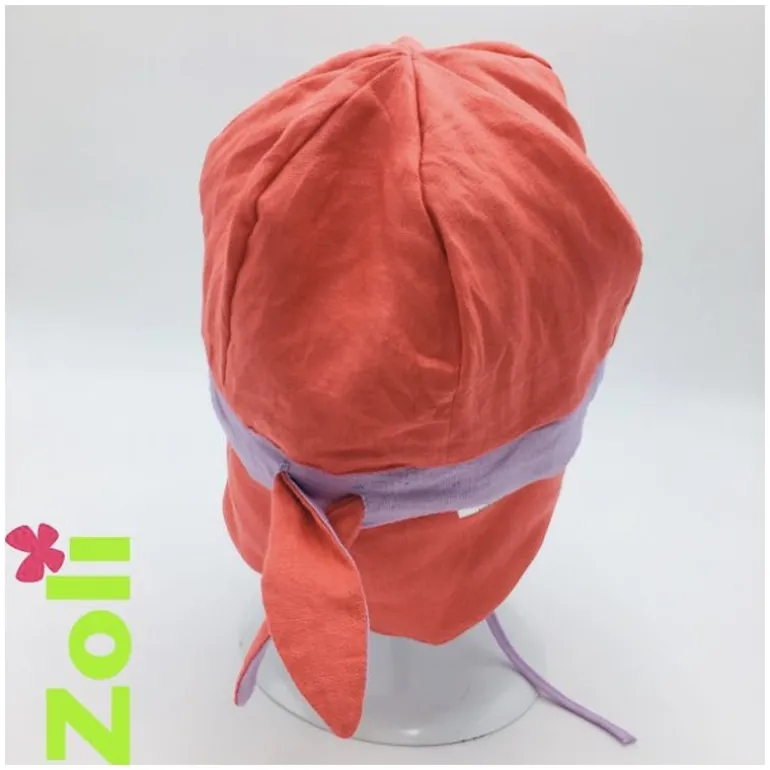 Chapeau zoli bébé/enfant en lin - Lilas/Corail