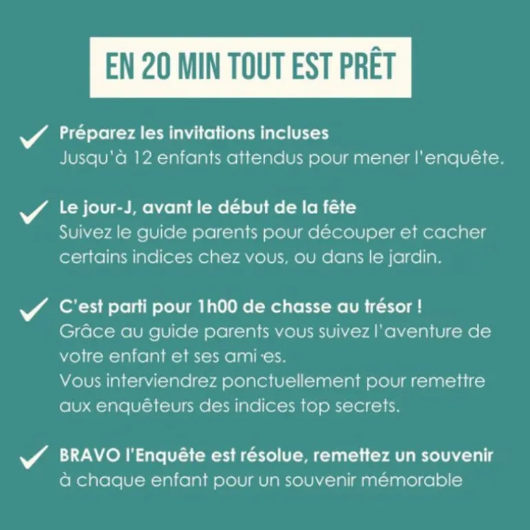 Chasse aux trésors pour enfants L’enquête anniversaire - En Cavale