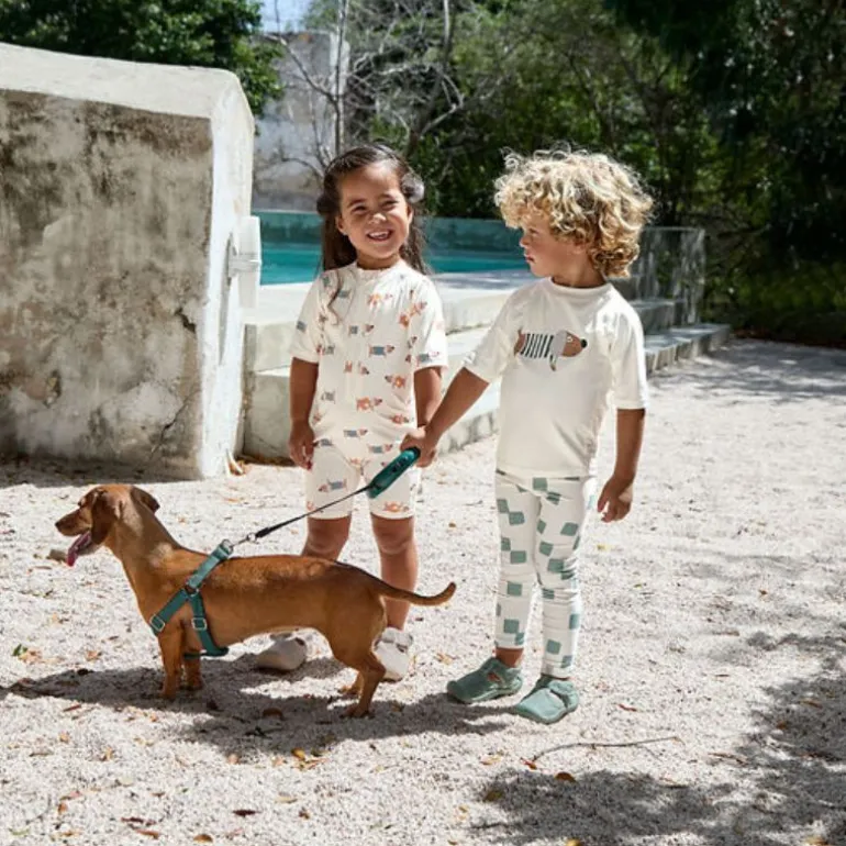 Combinaison bébé anti-UV - Lassig - Beach Chien orange/ocean vert