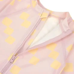 Combinaison bébé anti-UV - Lassig - Motif damier rose pâle/jaune