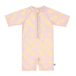 Combinaison bébé anti-UV - Lassig - Motif damier rose pâle/jaune