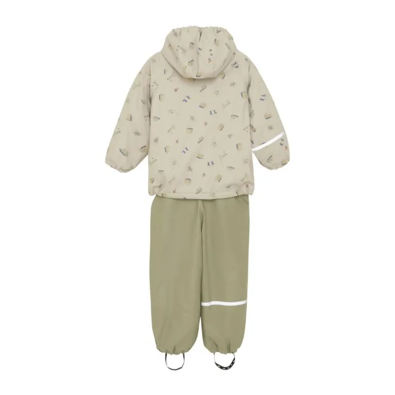 Ensemble de pluie enfant doublé polaire - Veste et Salopette - CeLaVi - White Pepper