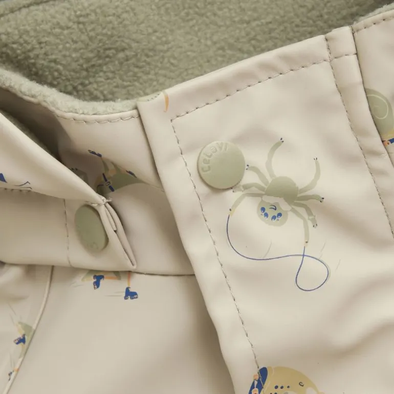 Ensemble de pluie enfant doublé polaire - Veste et Salopette - CeLaVi - White Pepper
