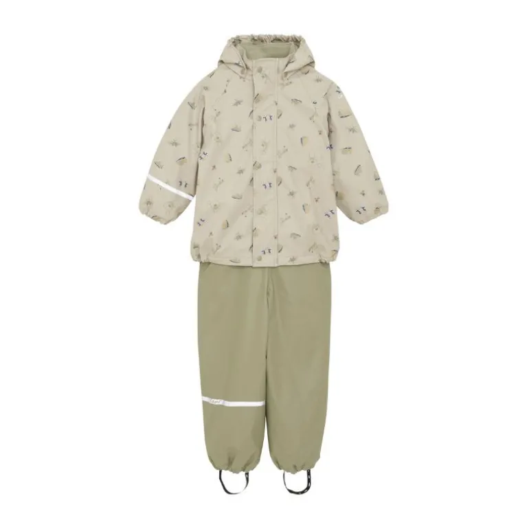 Ensemble de pluie enfant doublé polaire - Veste et Salopette - CeLaVi - White Pepper