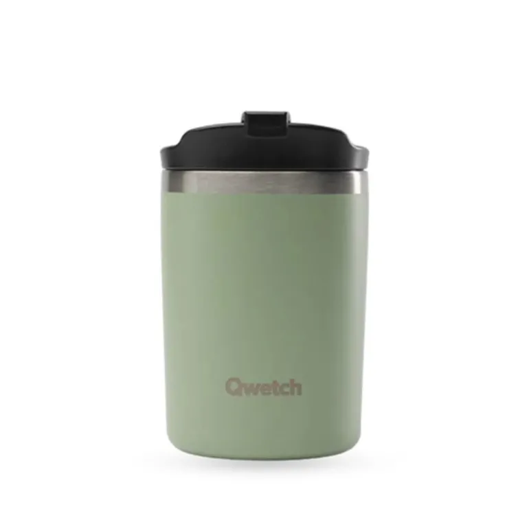 Gobelet inox isotherme avec couvercle - Qwetch - Tilleul