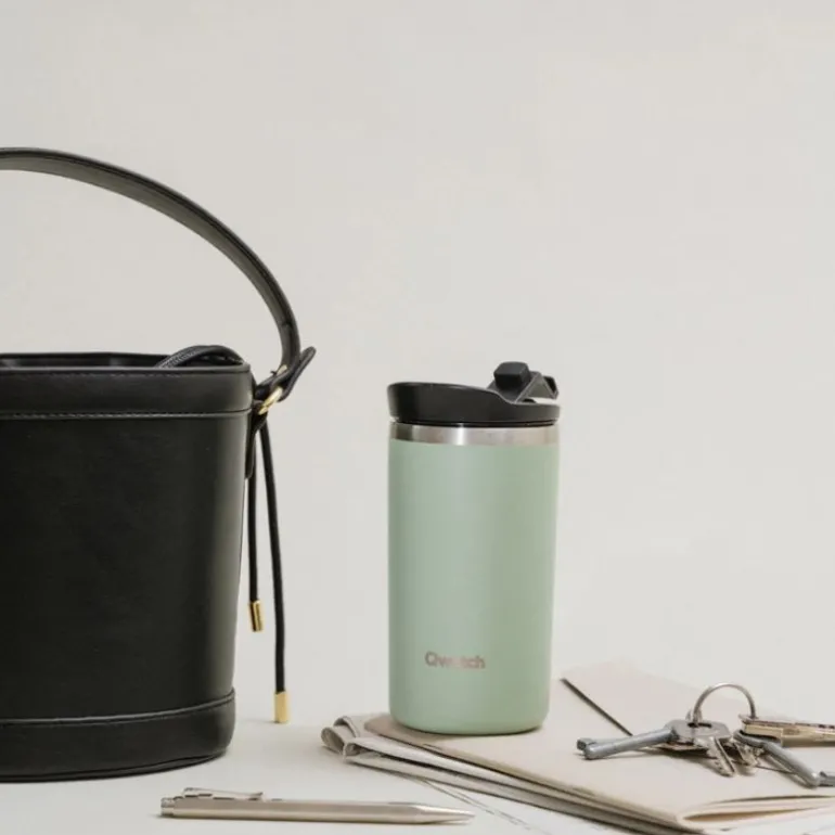 Gobelet inox isotherme avec couvercle - Qwetch - Tilleul