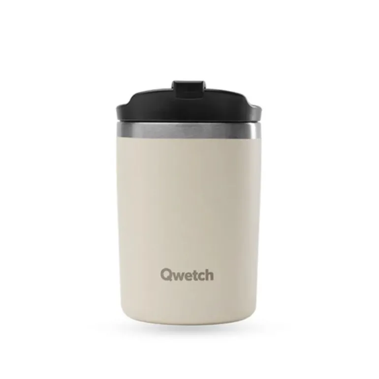 Gobelet inox isotherme avec couvercle - Qwetch - Sable