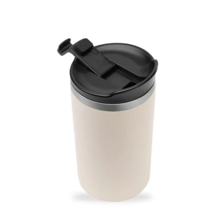 Gobelet inox isotherme avec couvercle - Qwetch - Sable