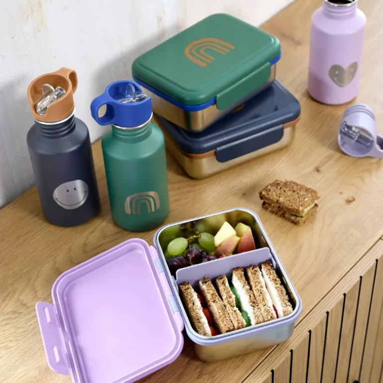 Gourde enfant inox - Lassig - Little Gang - Vert Arc-en-ciel