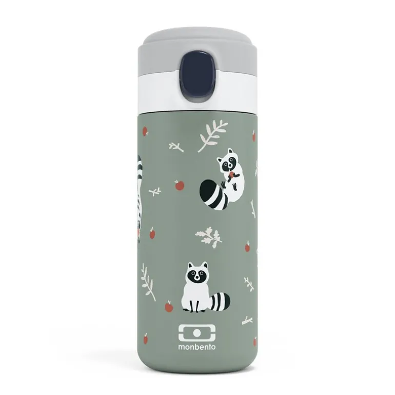 Gourde isotherme enfant - MB pop - Monbento - Vert Raccoon
