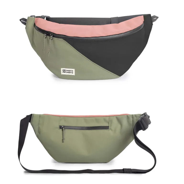 Grande sacoche banane HoïAn - MeroMero - Blossom Pink/Cypress Green/Dark Grey