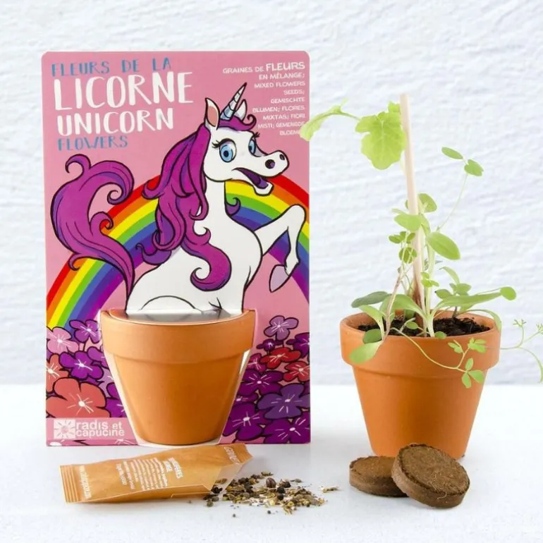 Kit graines à semer : Licorne - Radis et Capucine