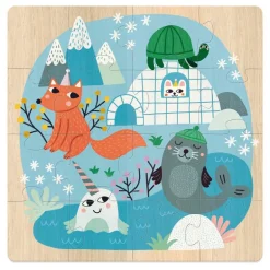 Les Animaux du monde - 3 puzzles en bois - Vilac