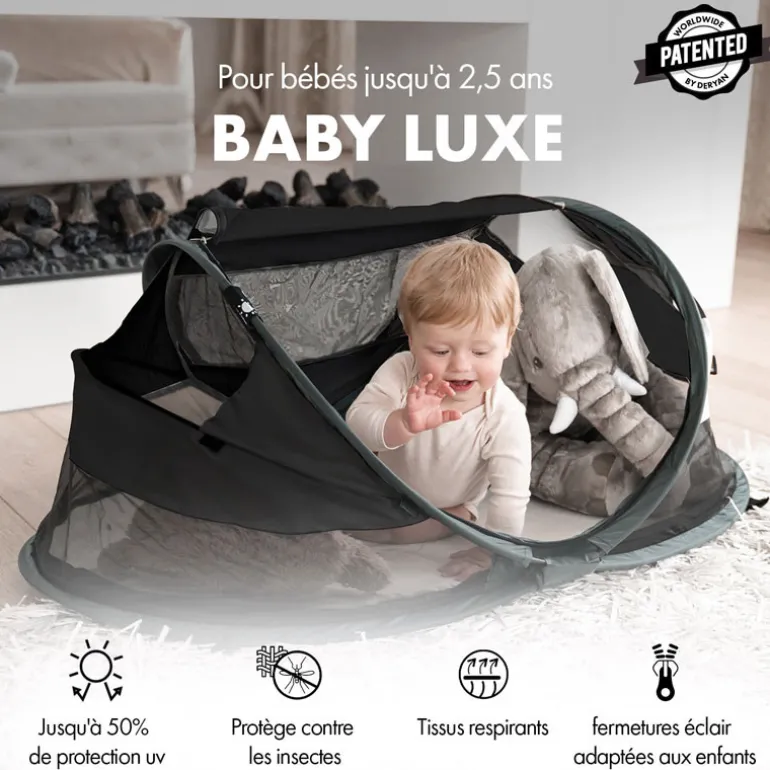 Lit de voyage Deryan - Baby Luxe - Jusqu'à 2,5 ans - Noir