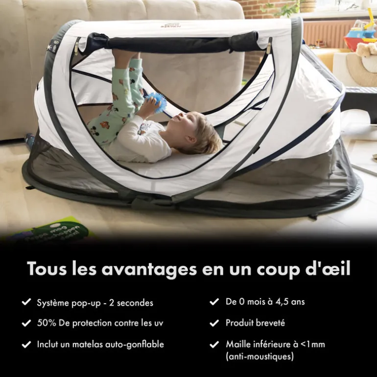 Lit de voyage Peuter Luxe Deryan - Jusqu'à 4,5 ans - Crème