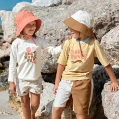 Lycra bébé manches longues - Lassig - Fleurs écru