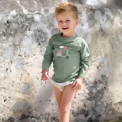 Lycra bébé manches longues - Lassig - Scooter/Chien vert