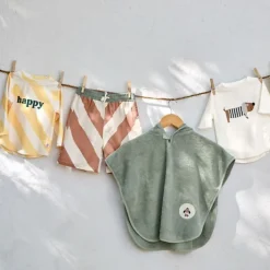 Lycra bébé manches longues - Lassig - Rayures jaune pâle/sel marin