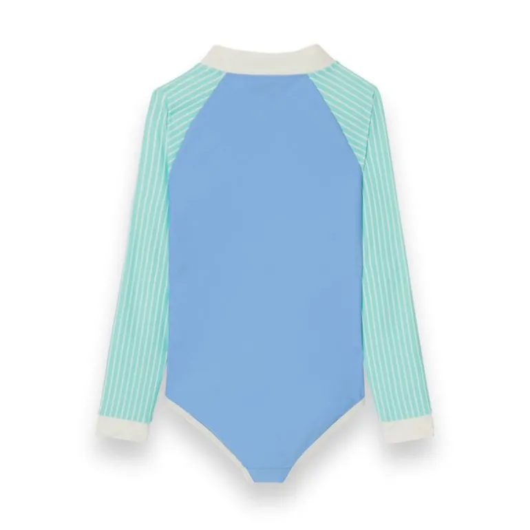 Maillot de bain fille anti-UV - KietLa - Violet Rayures Vertes