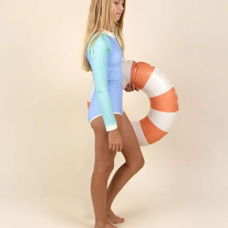 Maillot de bain fille anti-UV - KietLa - Violet Rayures Vertes