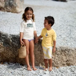Maillot short et couche intégrée - Lassig - jaune pâle/sel marin