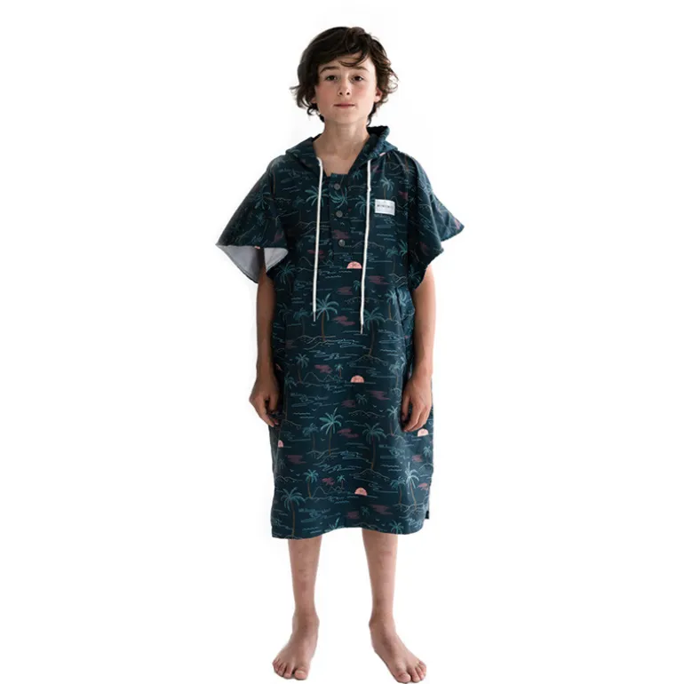 Poncho microfibre enfant - Minimiz - Tahiti blue