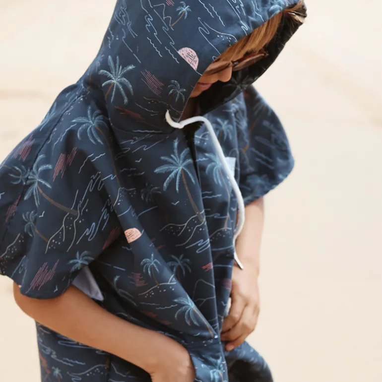Poncho microfibre enfant - Minimiz - Tahiti blue