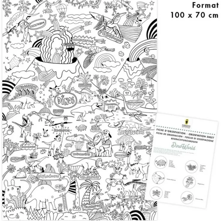 Poster coloriage - Dinoworld - Pirouette Cacahouète