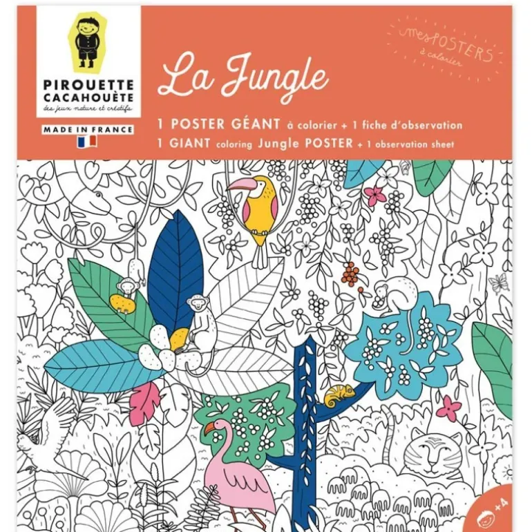 Poster coloriage - Jungle - Pirouette Cacahouète