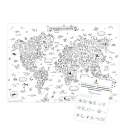 Poster coloriage - Mappemonde - Pirouette Cacahouète