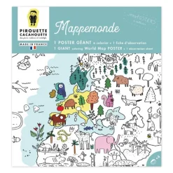 Poster coloriage - Mappemonde - Pirouette Cacahouète