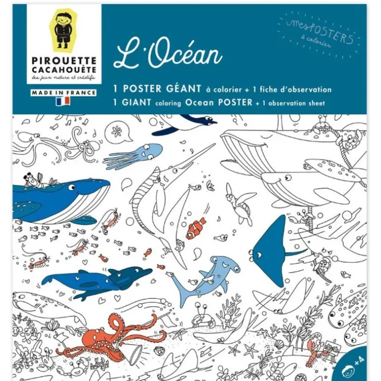 Poster coloriage - Océan - Pirouette Cacahouète