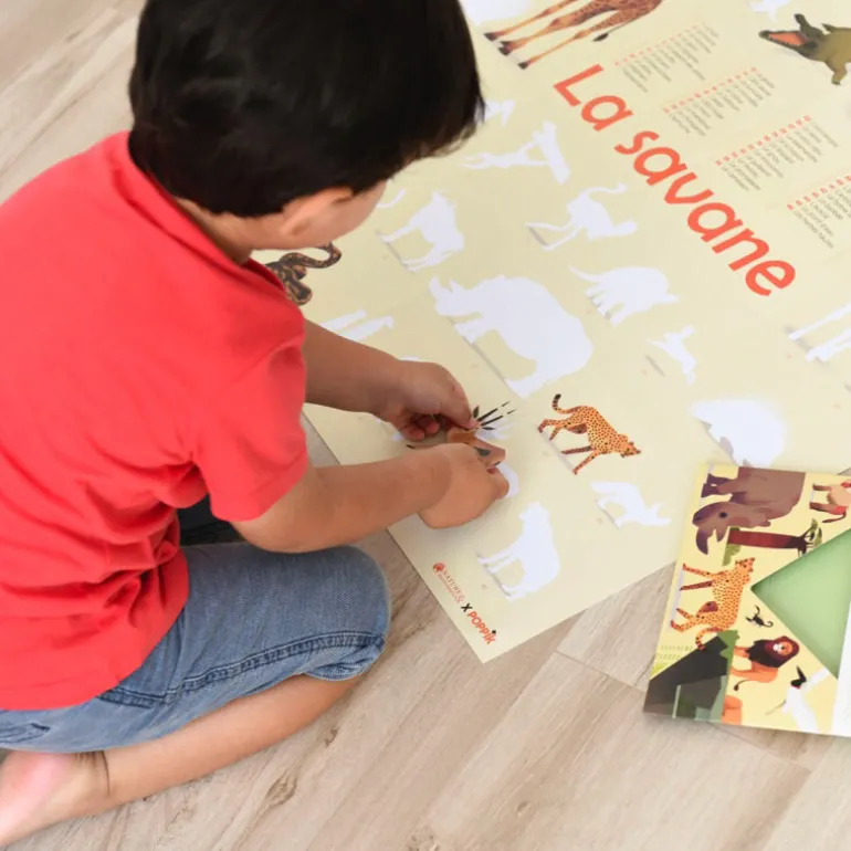 Poster Discovery Poppik et 42 stickers - La Savane