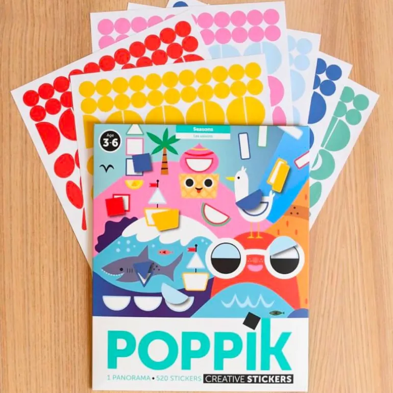 Poster Panorama Poppik et 520 gommettes - Les Saisons