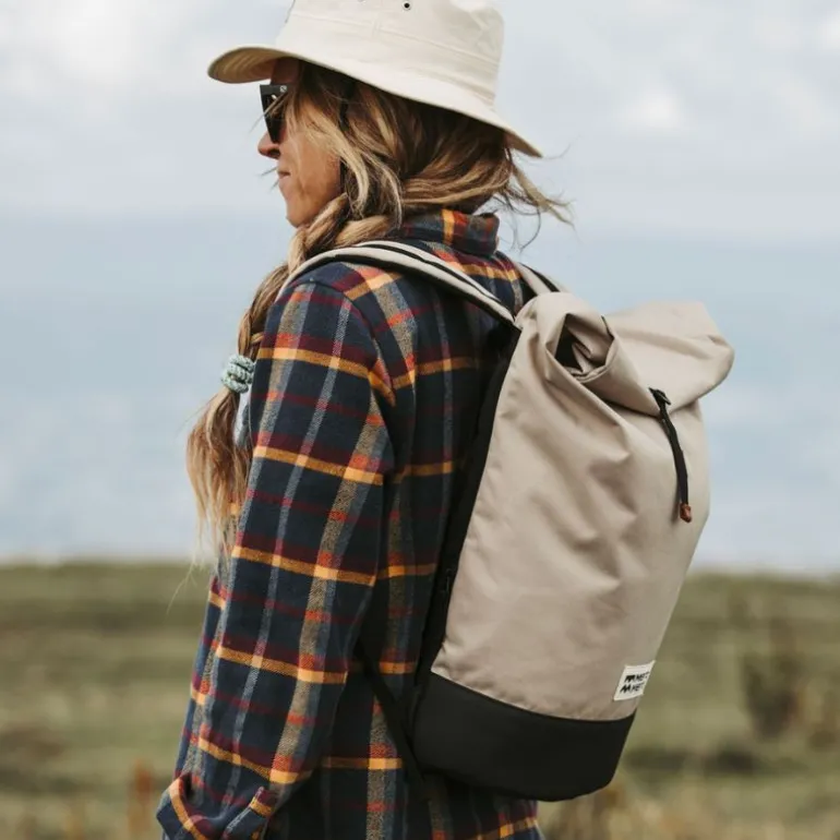 Sac à dos roll-top Wanaka - MeroMero - Sable / Brown Leather